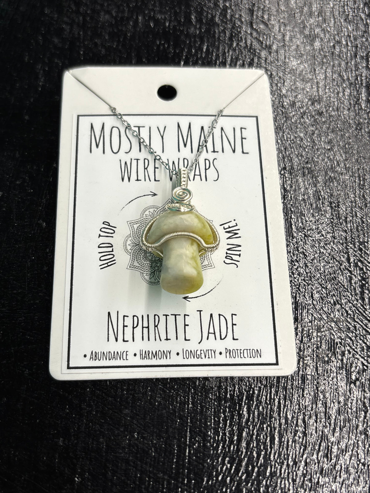 Mushroom Gemstone Fidget Wire Wrapped Silver Variant - Necklace