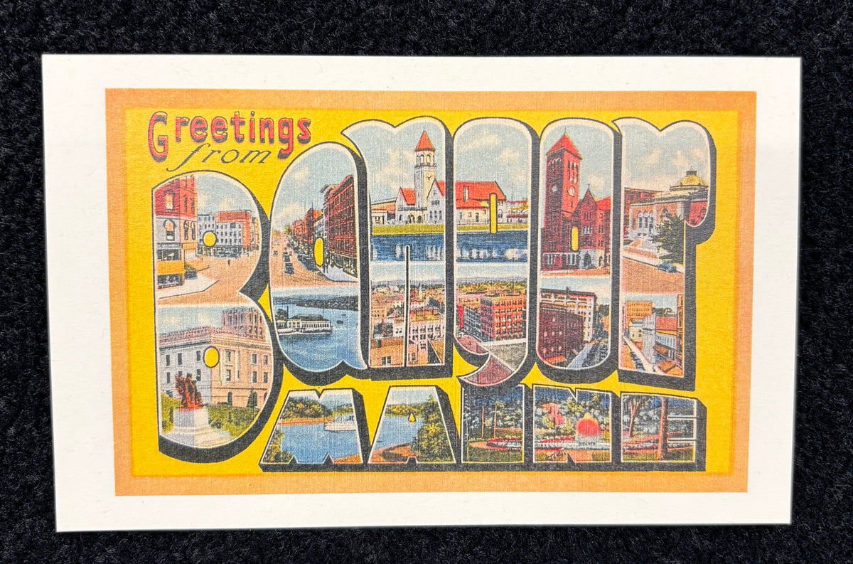 Greetings from Bangor, yellow - postcard