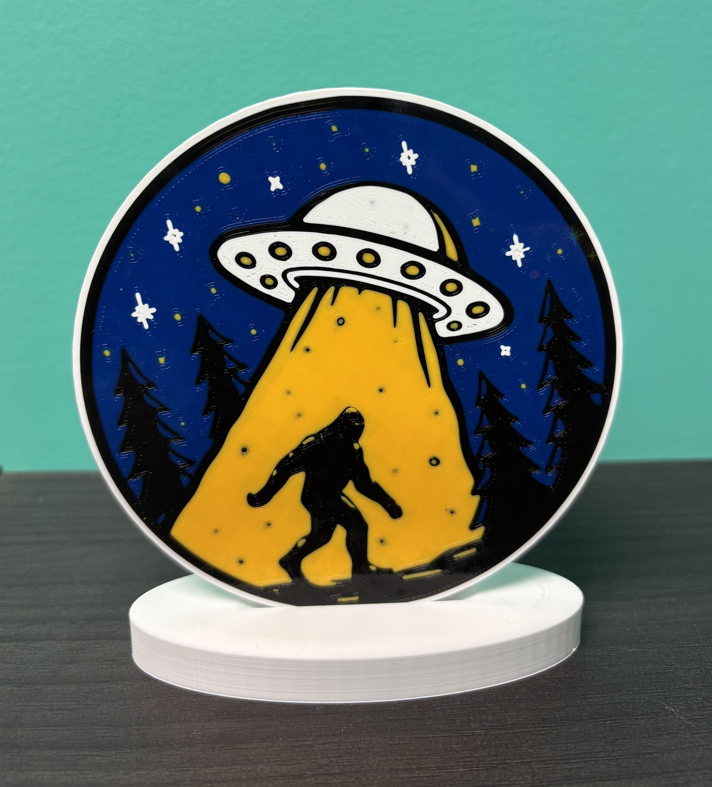 Bigfoot and UFO - decorative disc