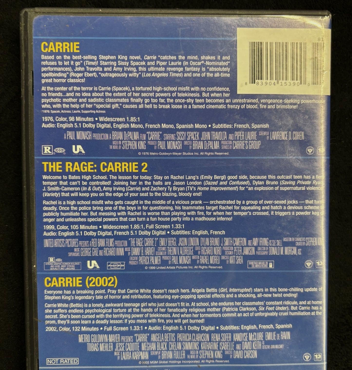 Carrie Triple Feature Collection - DVD - used