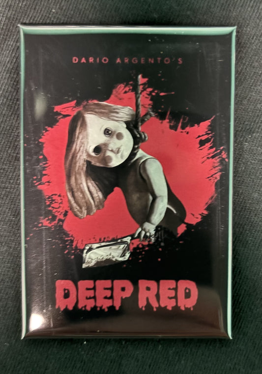 Deep Red, doll and cleaver - magnet