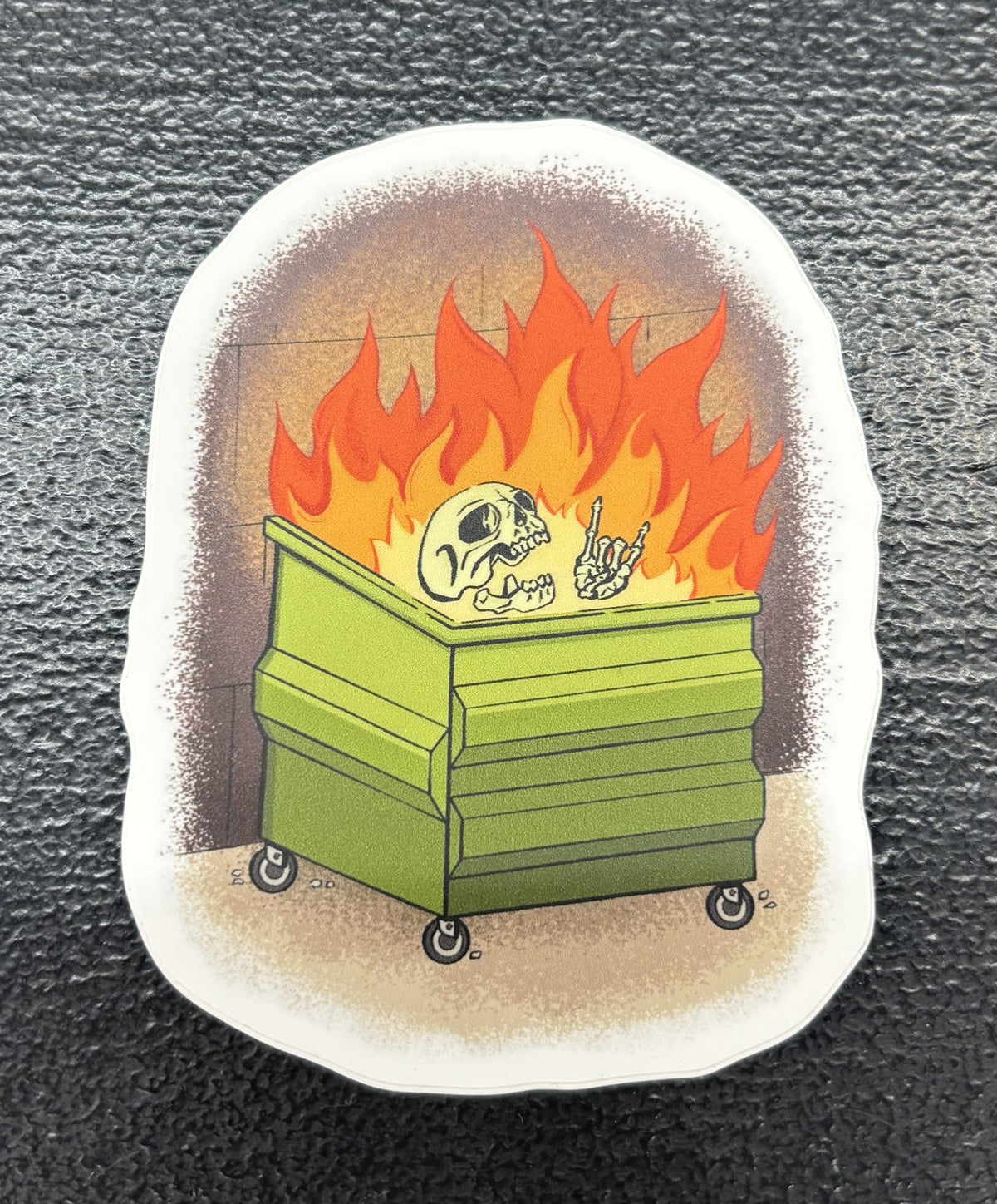Dumpster Fire Skull - sticker
