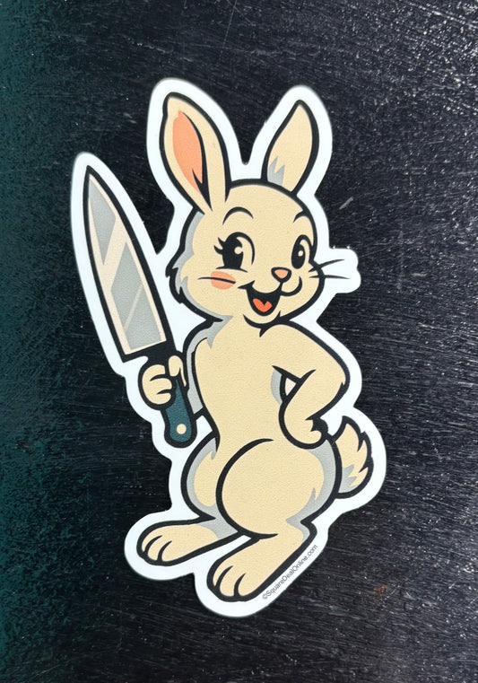 Rabbit holding knife - sticker