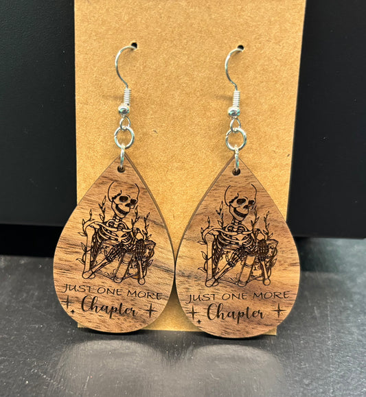 Wooden Book Skeleton - Earrings