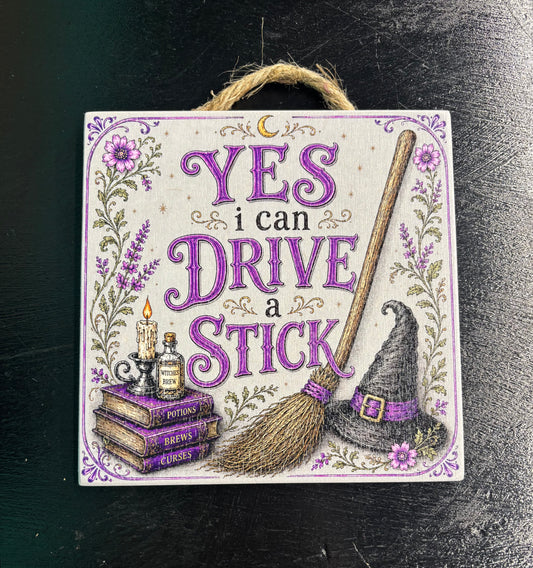 Yes, I Can Drive a Stick - Wood Sign