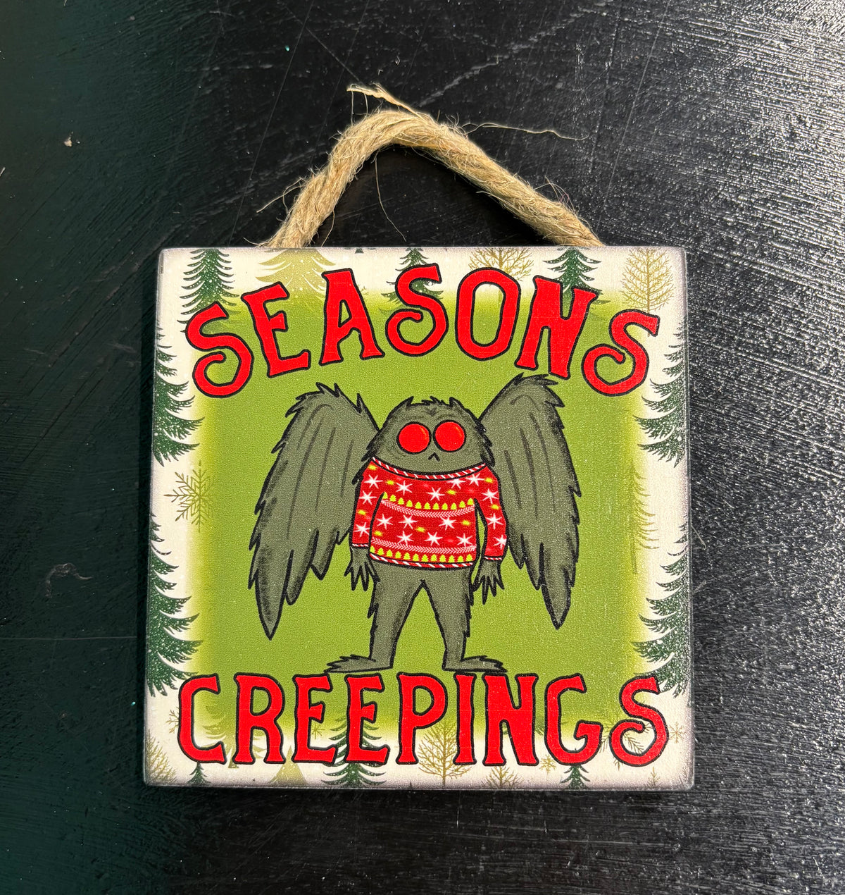 Seasons Creepings Mothman - Wood Sign