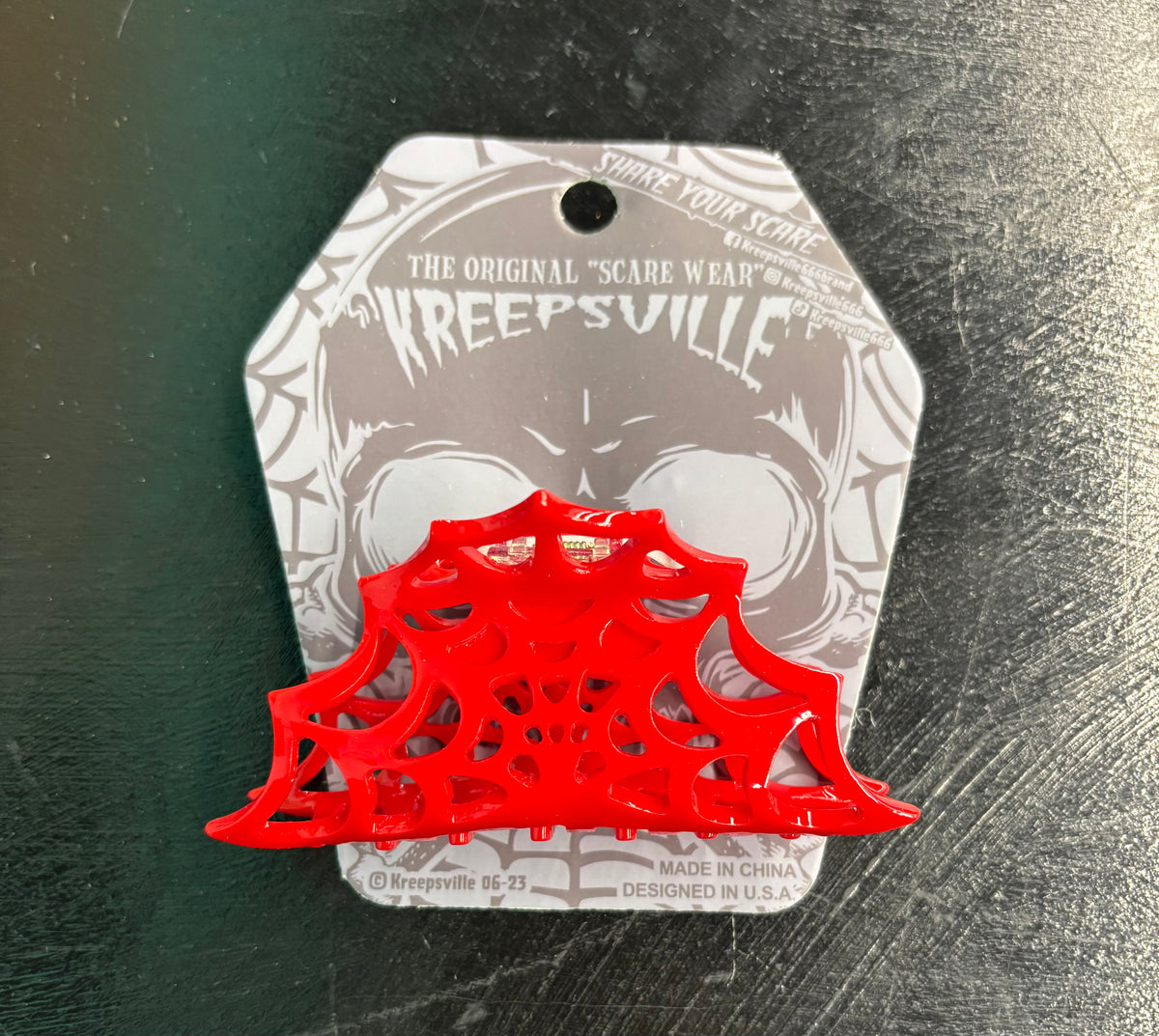 Red Spiderweb - Hair Clip