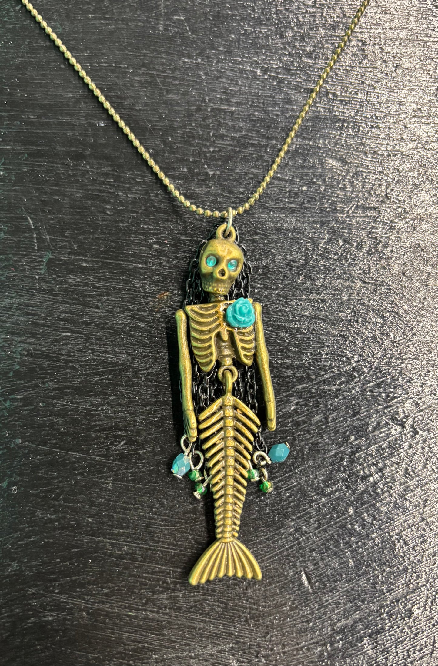 Metal Mermaid with Hair/ Locks - Necklace