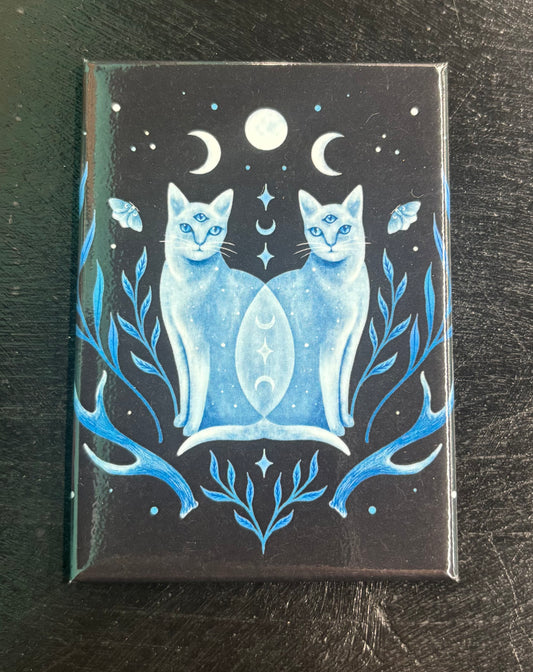 Symmetrical Two Cats - Magnet