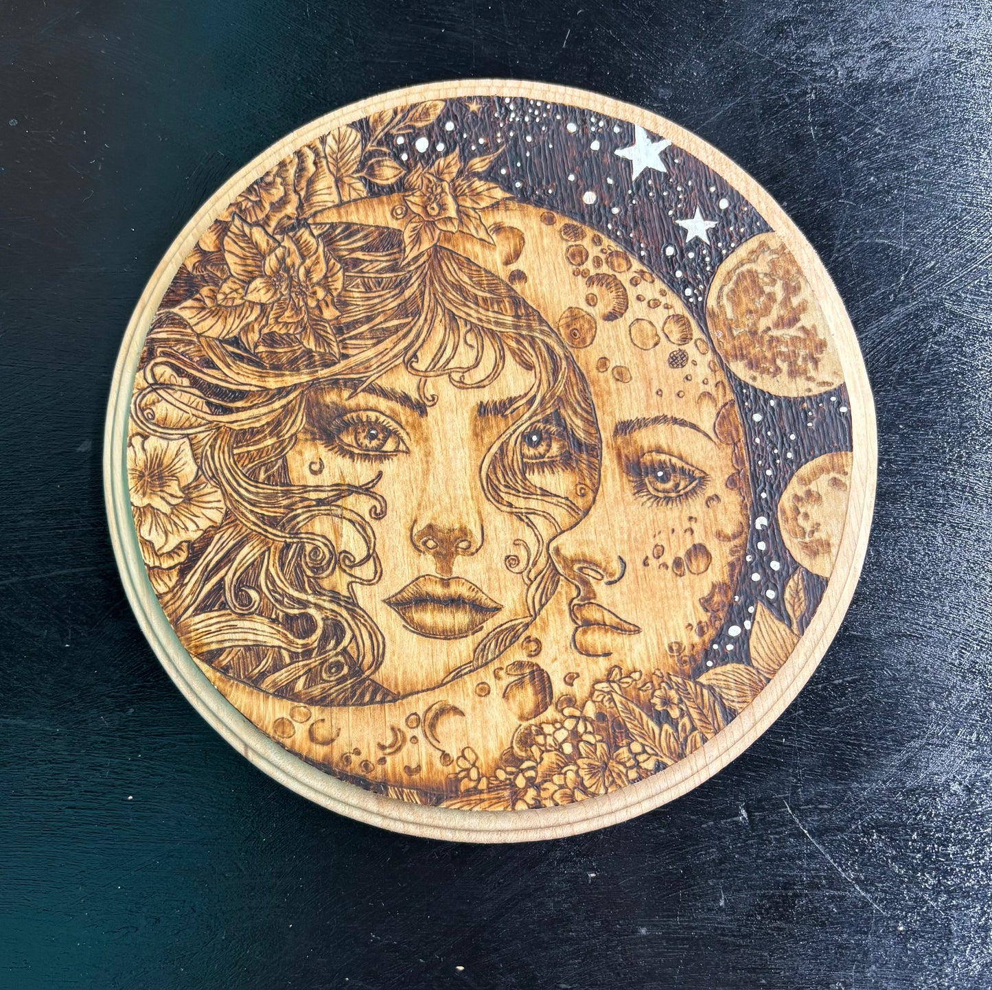 Moons and Face - Wood Art