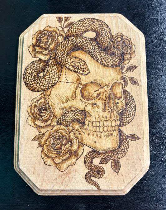 Skull and Snake - Wood Art