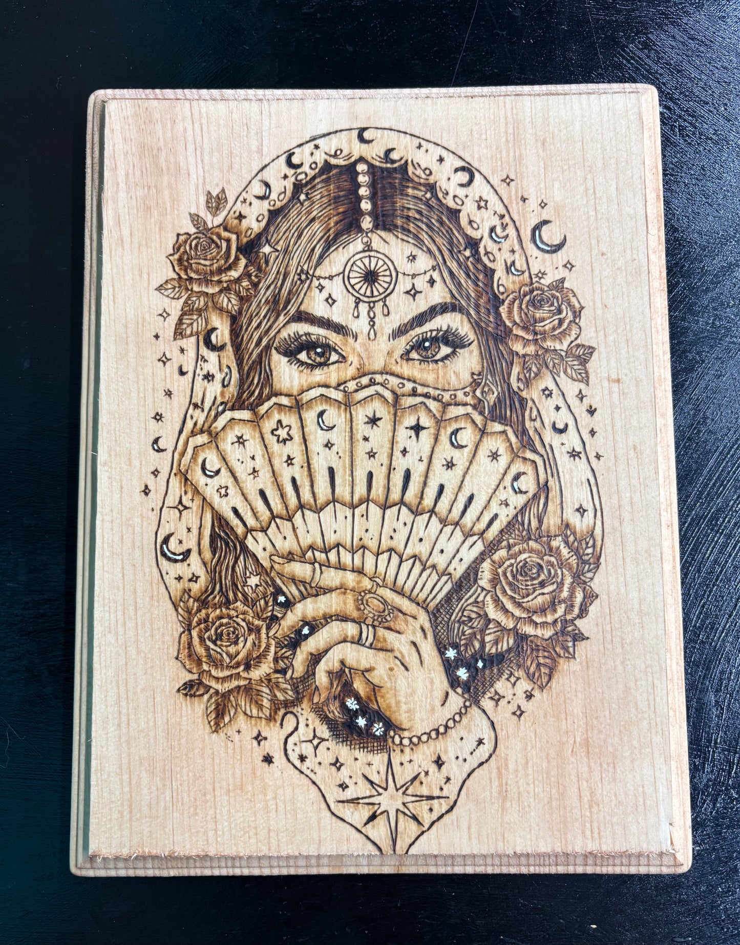 Lady with Fan - Wood Art