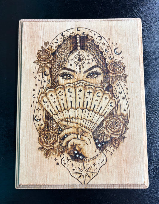 Lady with Fan - Wood Art