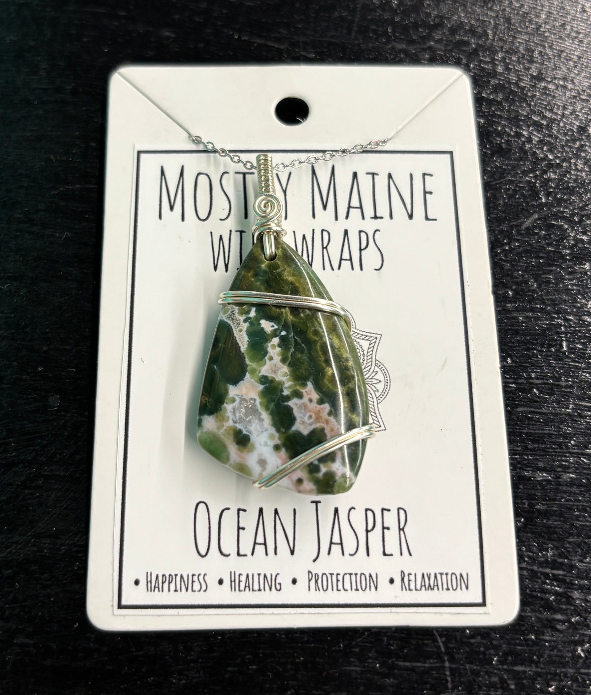 Ocean Jasper Wire Wrapped Silver - Necklace