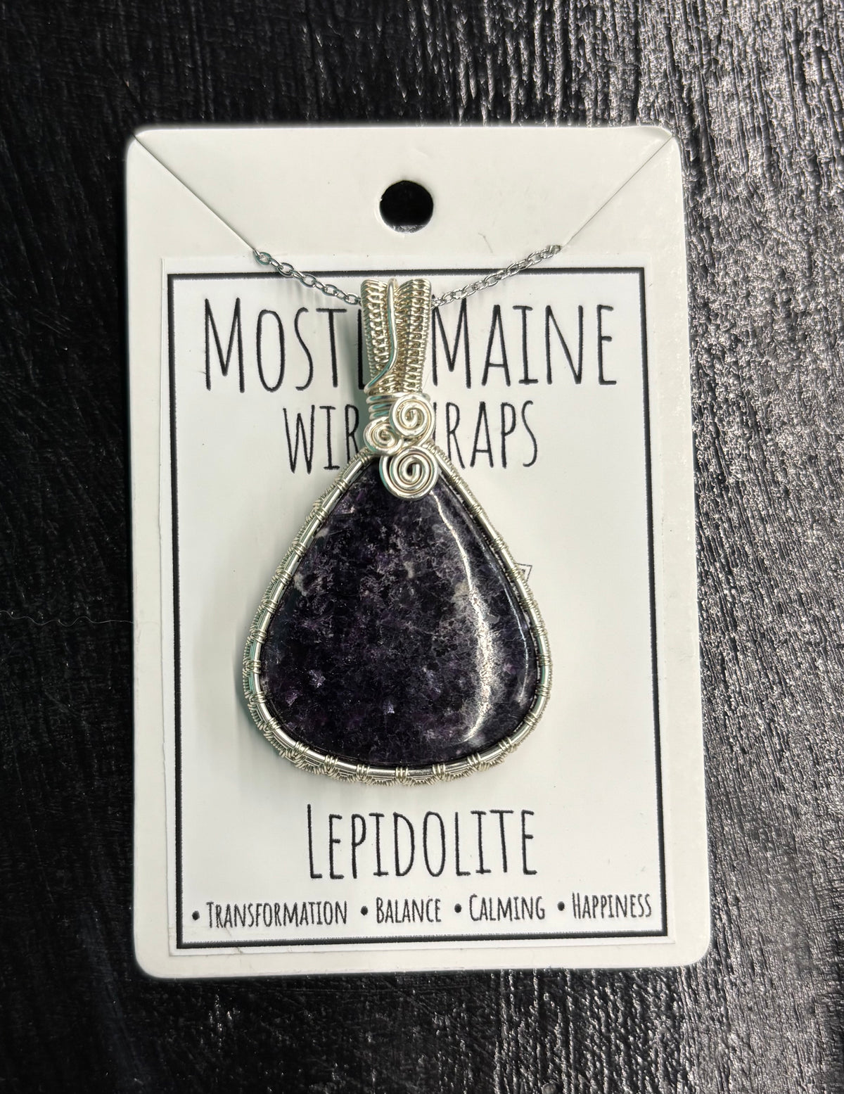 Lepidolite (Australian) Wire Wrapped Silver - Necklace