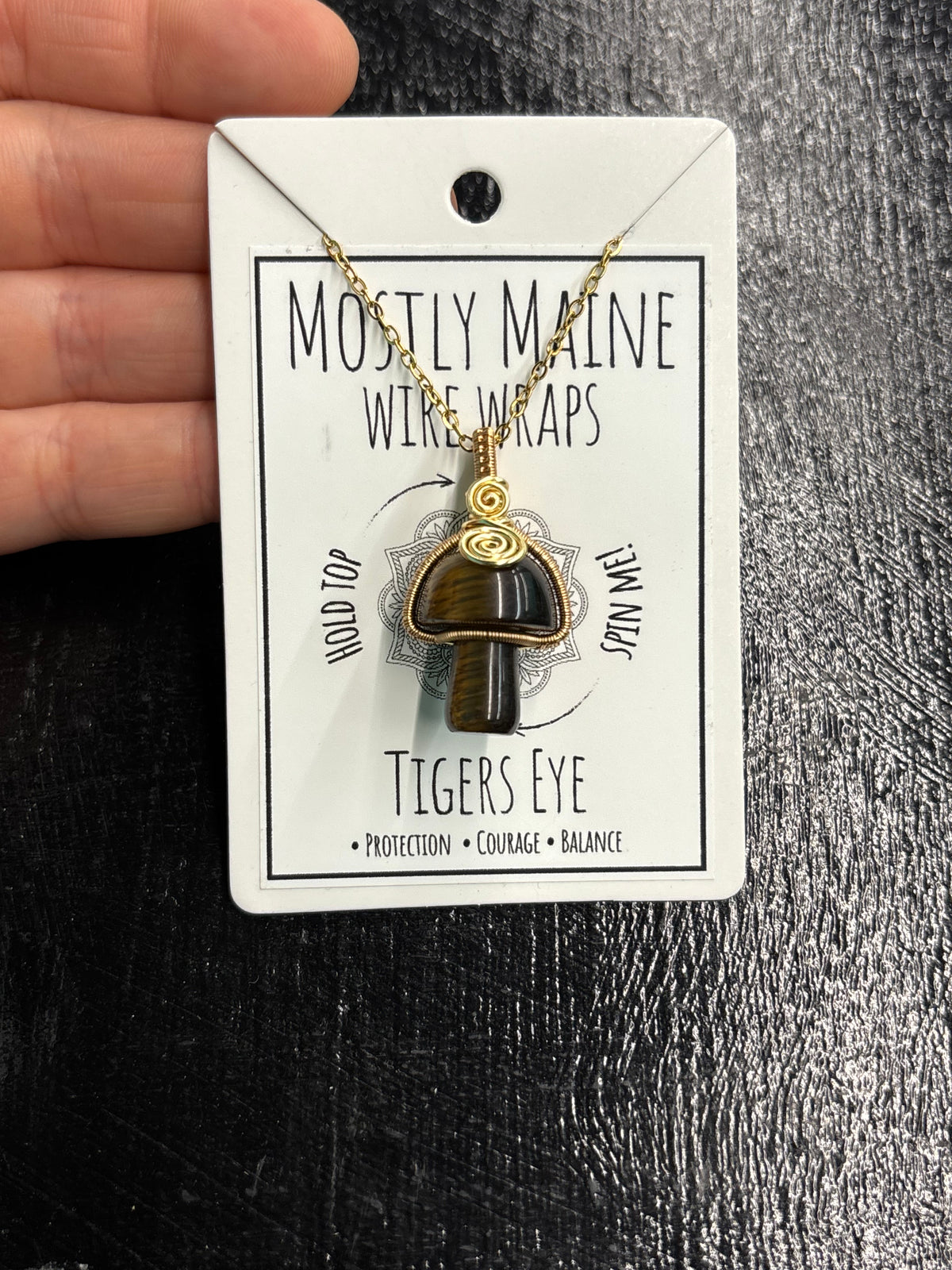 Mushroom Gemstone Fidget Wire Wrapped Gold Variant - Necklace