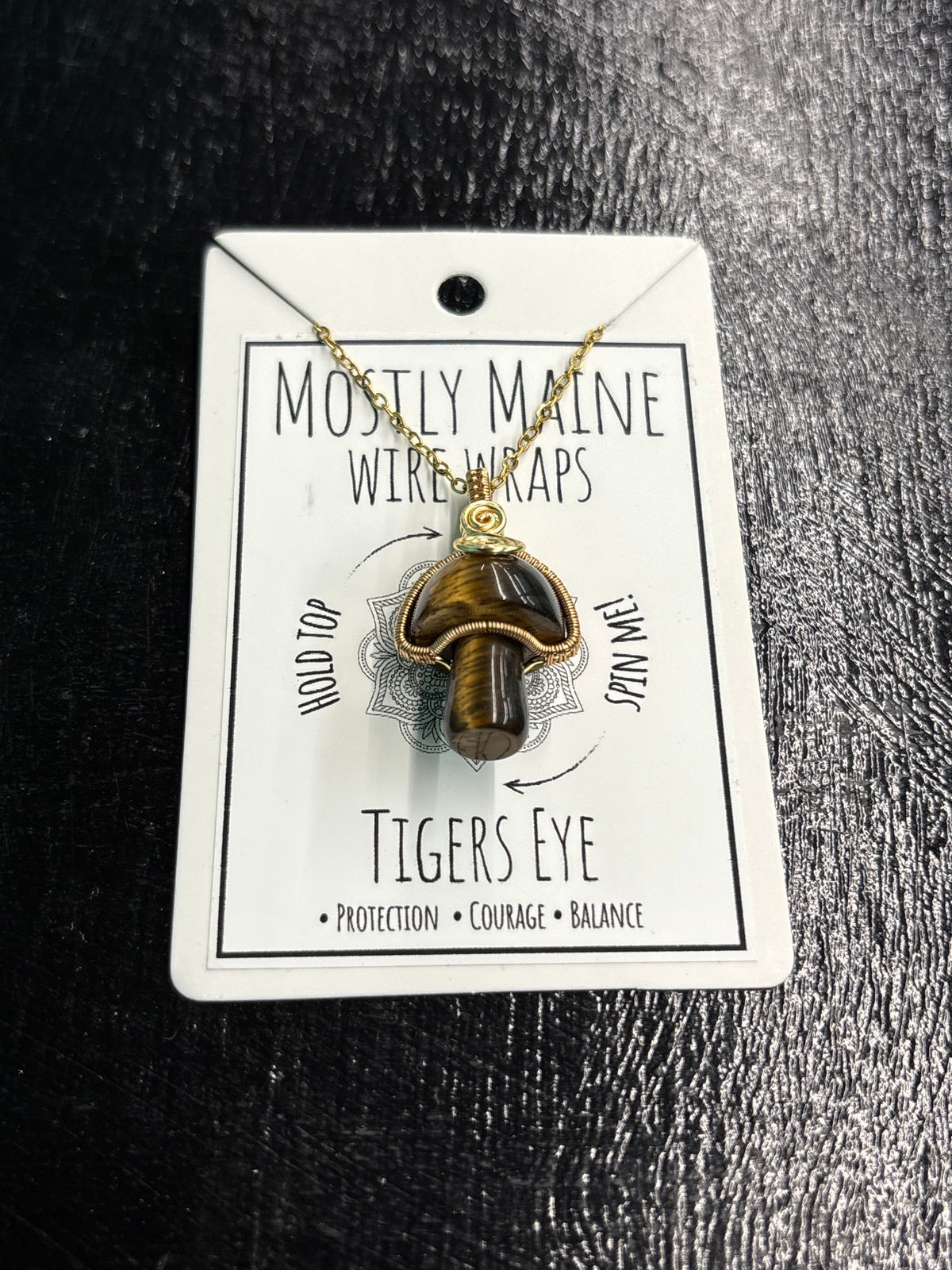 Mushroom Gemstone Fidget Wire Wrapped Gold Variant - Necklace