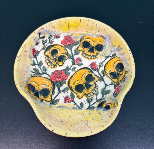 Ceramic Yellow Skull Pattern - Spoon Rest