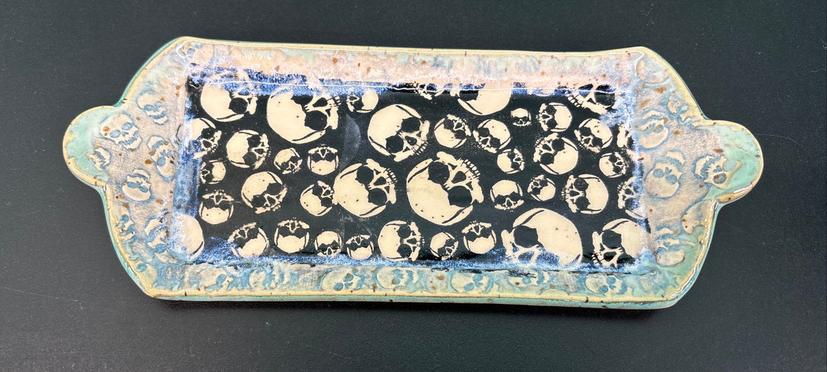 Ceramic Skull Pattern - Butter Dish