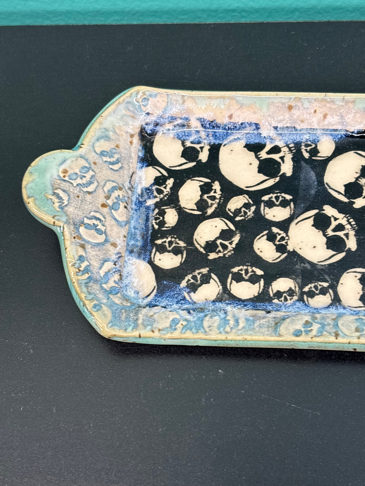 Ceramic Skull Pattern - Butter Dish