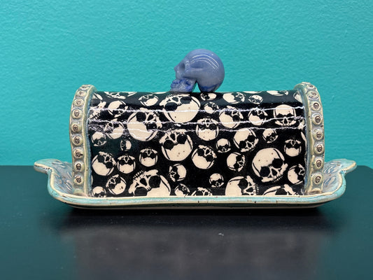 Ceramic Skull Pattern - Butter Dish