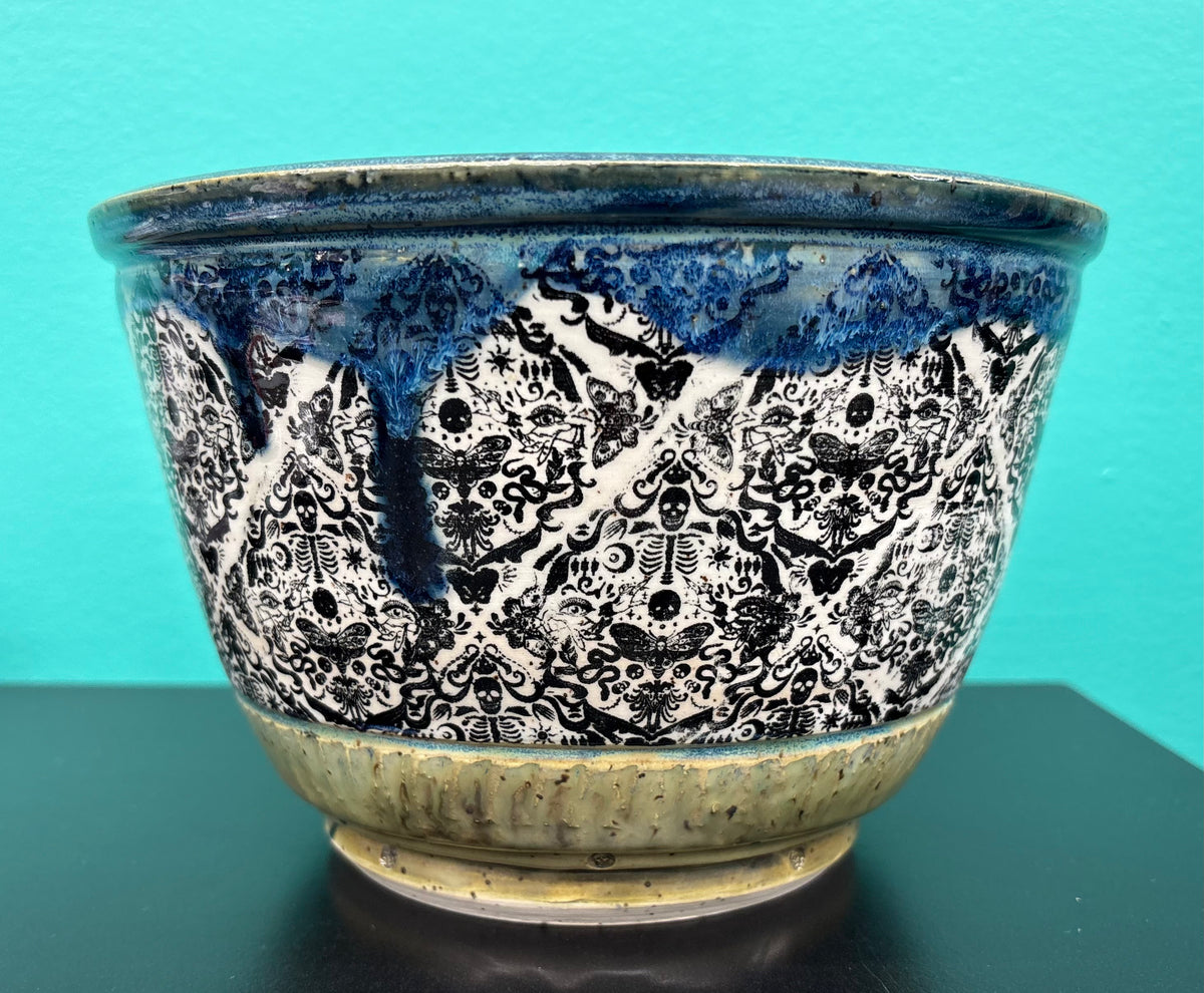 Skeleton Damask Print - Ceramic Bowl