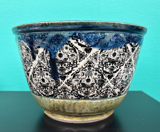 Skeleton Damask Print - Ceramic Bowl