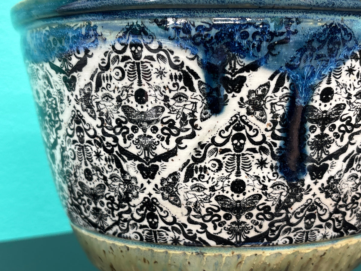 Skeleton Damask Print - Ceramic Bowl