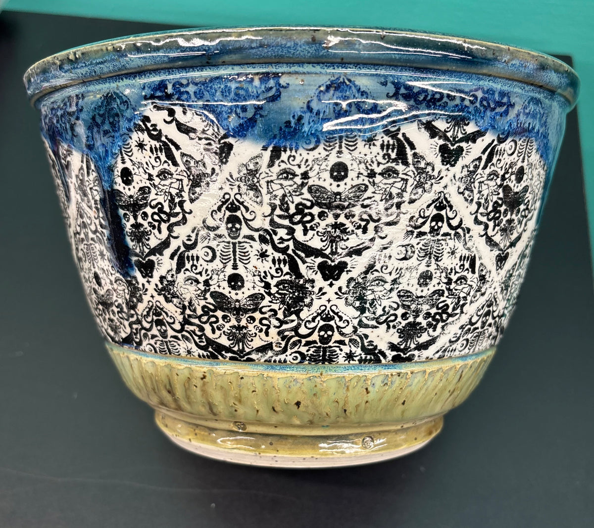 Skeleton Damask Print - Ceramic Bowl