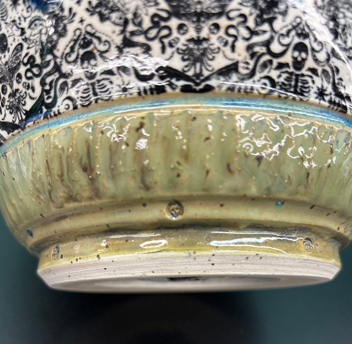 Skeleton Damask Print - Ceramic Bowl