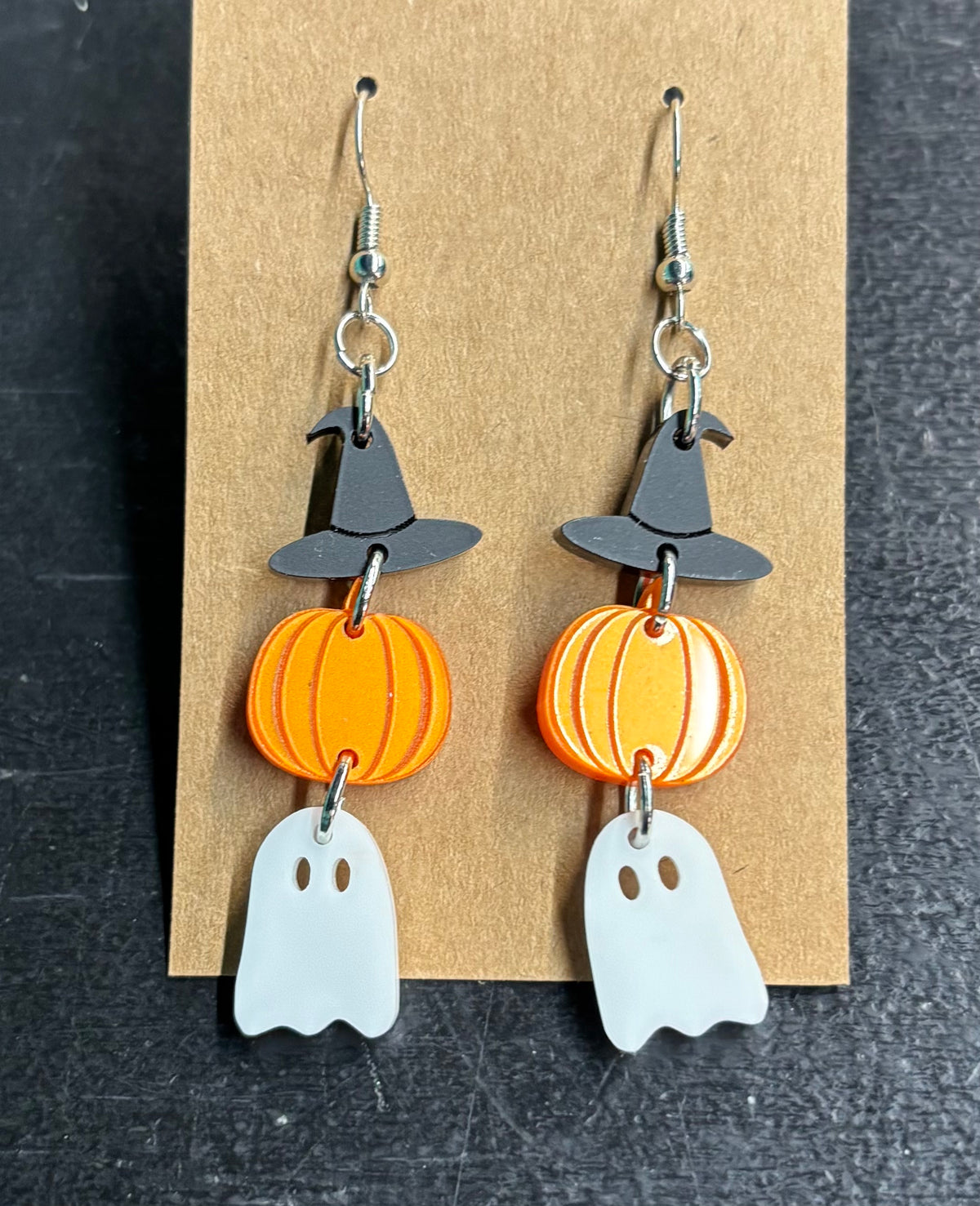Witch Hat Pumpkin Ghost - Earrings