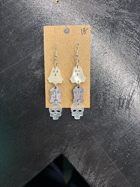 Ghost Tombstone Skull - Earrings