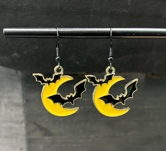 Moon and Bat - Earrings