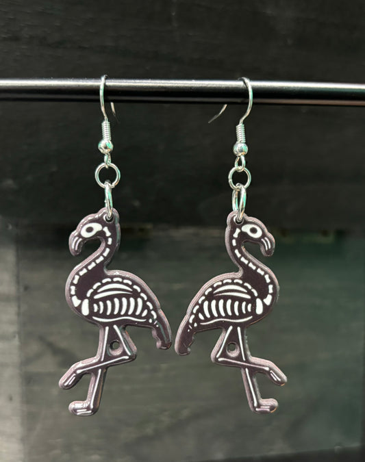 Skeleton Flamingo - Earrings