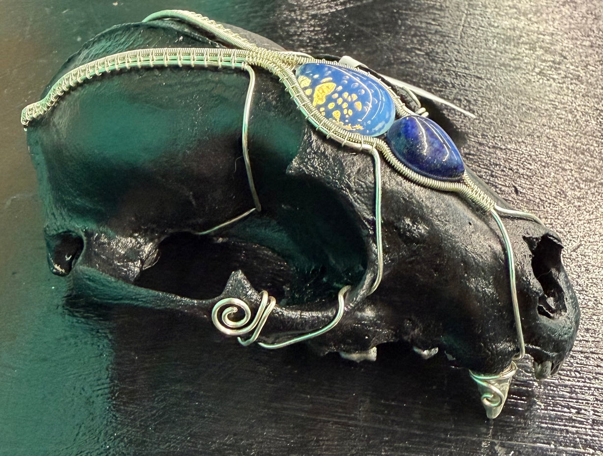 Wire Wrapped Raccoon Skull - Silver