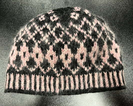 Black and Light Pink - Wool Hat