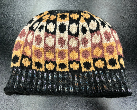 Black, Brown, and Shade of Beige - Wool Hat