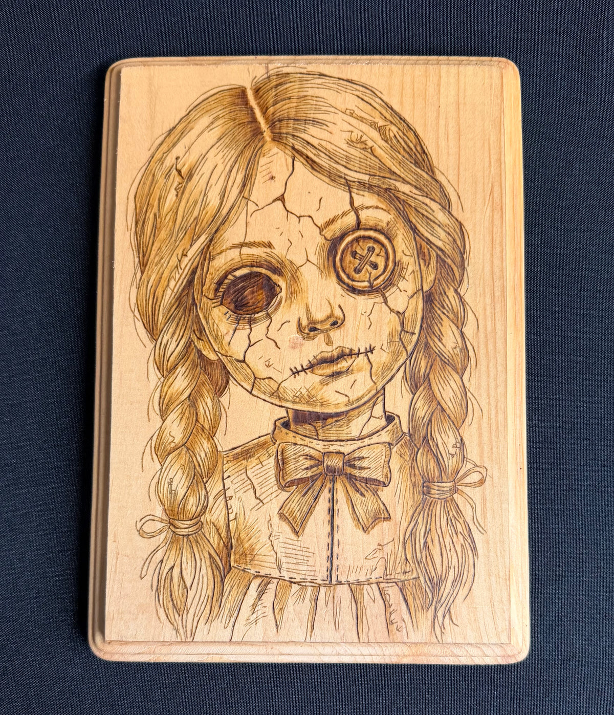 Creepy Girl/ Doll - Wood Art