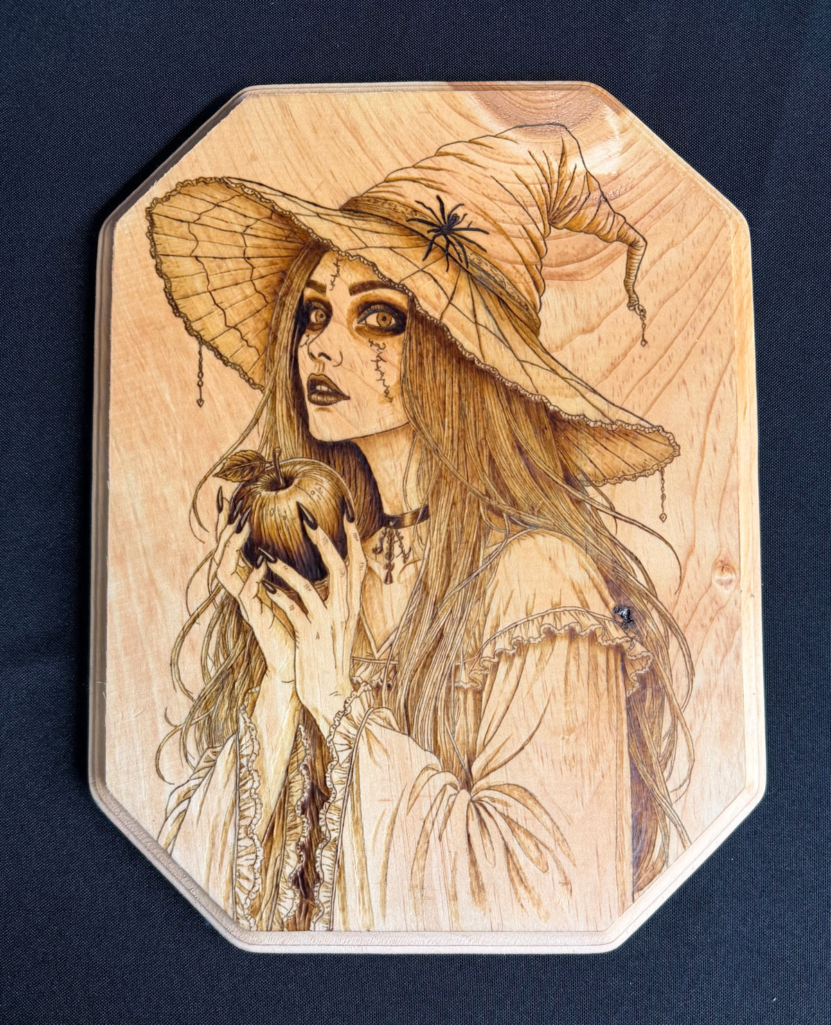Witch with Apple - Wood Art
