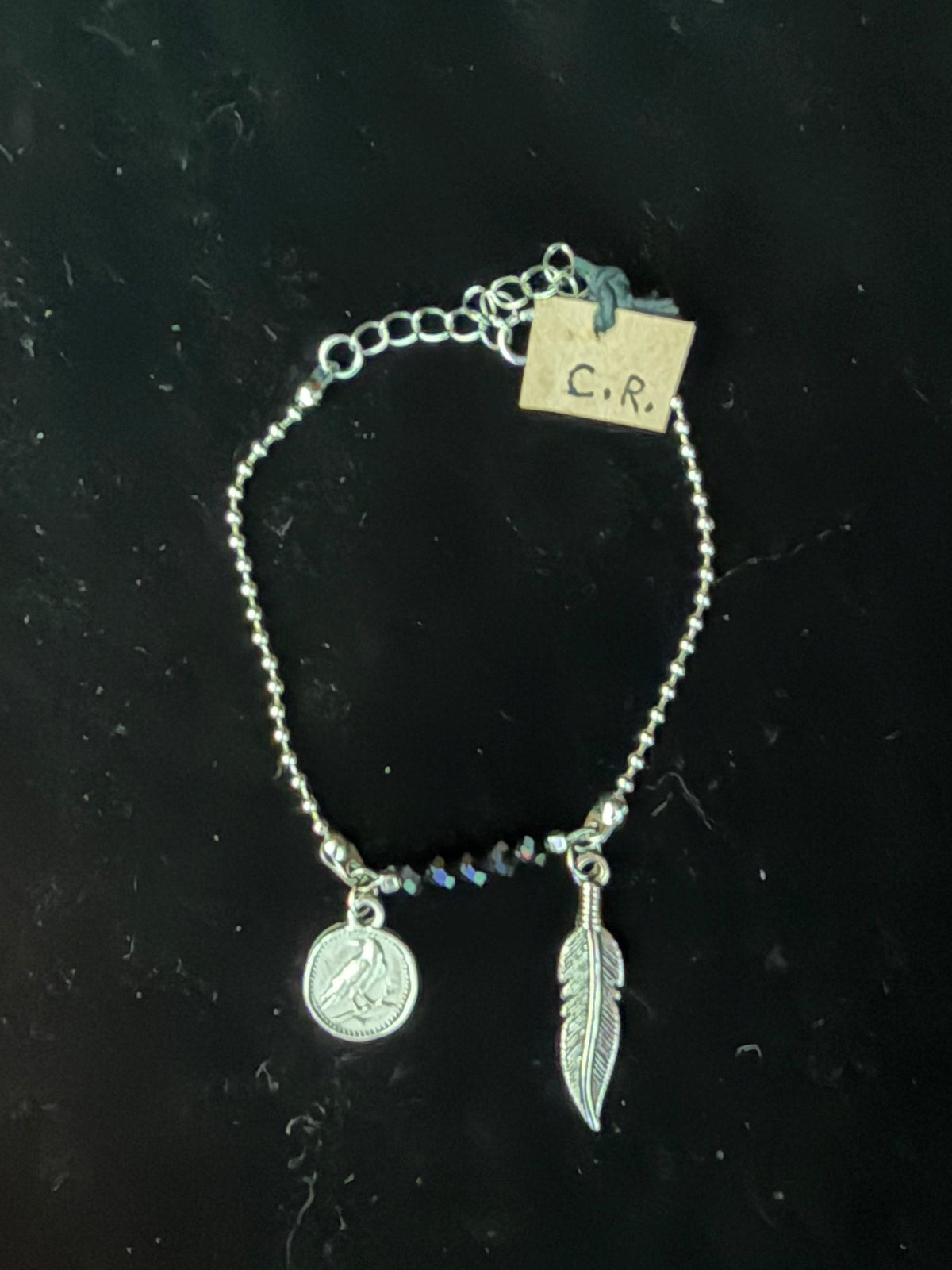 Crow Coin and Feather - Bracelet