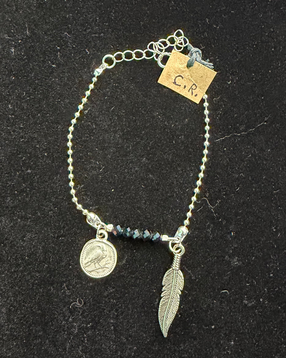 Crow Coin and Feather - Bracelet