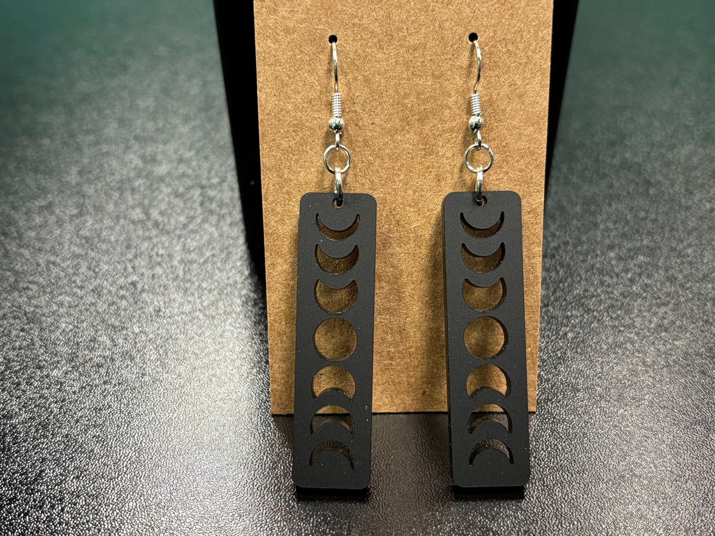 Black Moon Phases Bar - Earrings