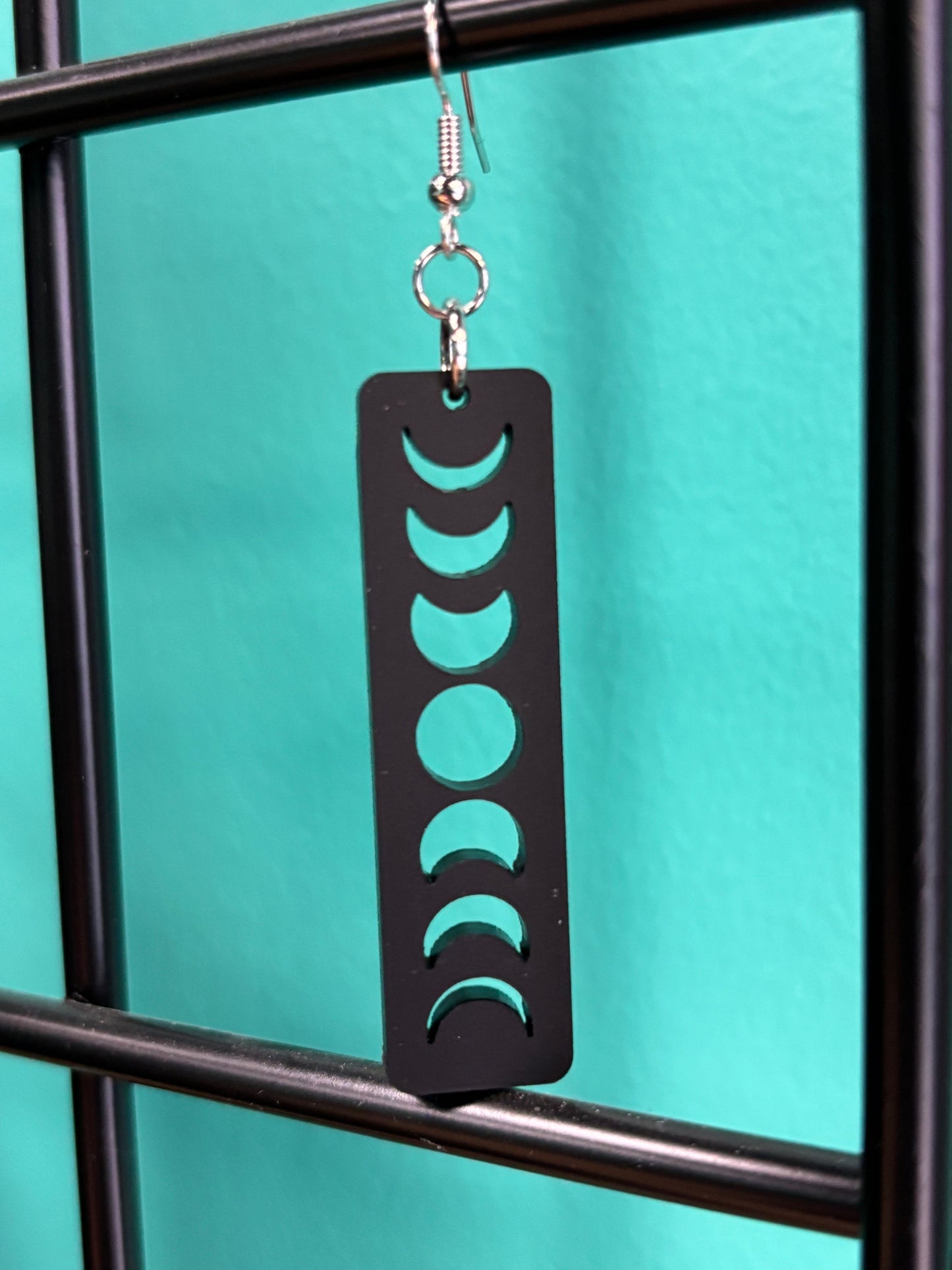 Black Moon Phases Bar - Earrings