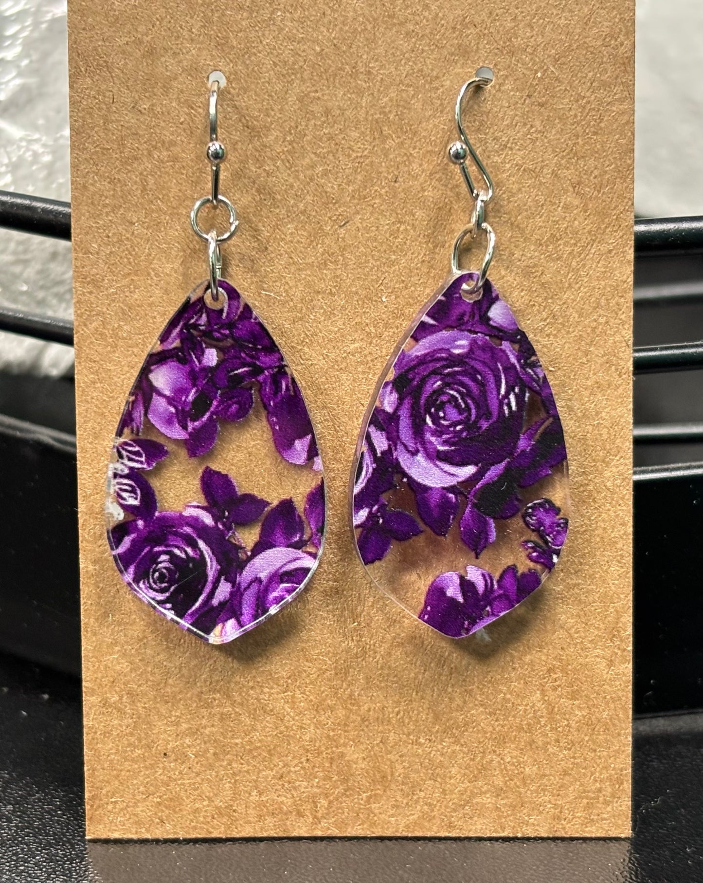 Purple Roses - Earrings