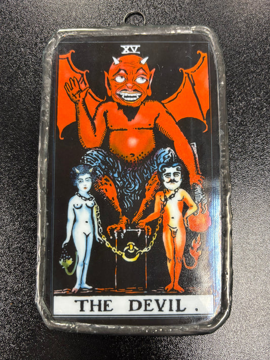 Devil Tarot Card - Glass Art Ornament