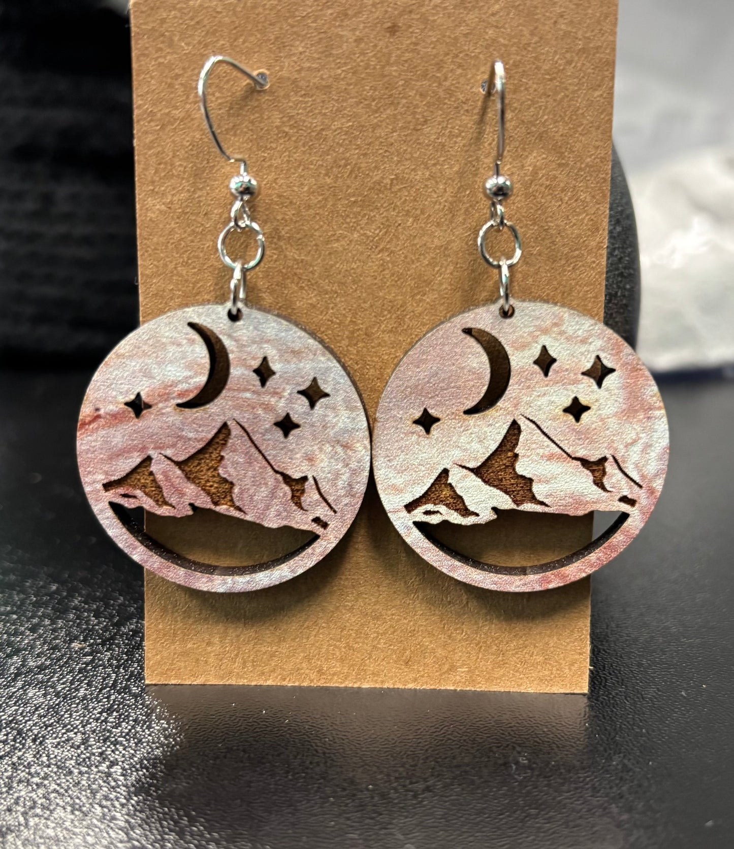 Moon Mountain Scene - Earrings