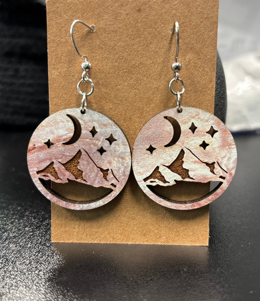 Moon Mountain Scene - Earrings