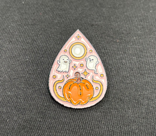 Pink Ghost and Pumpkin Planchette - Pin