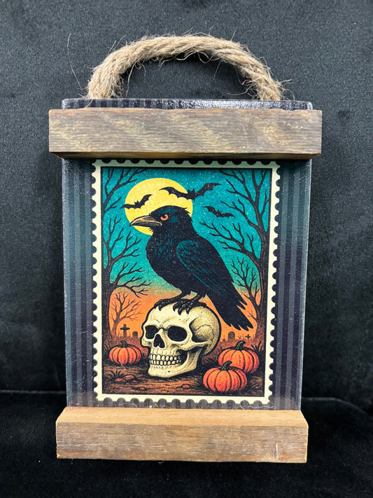 Raven and Skull - Wood Sign