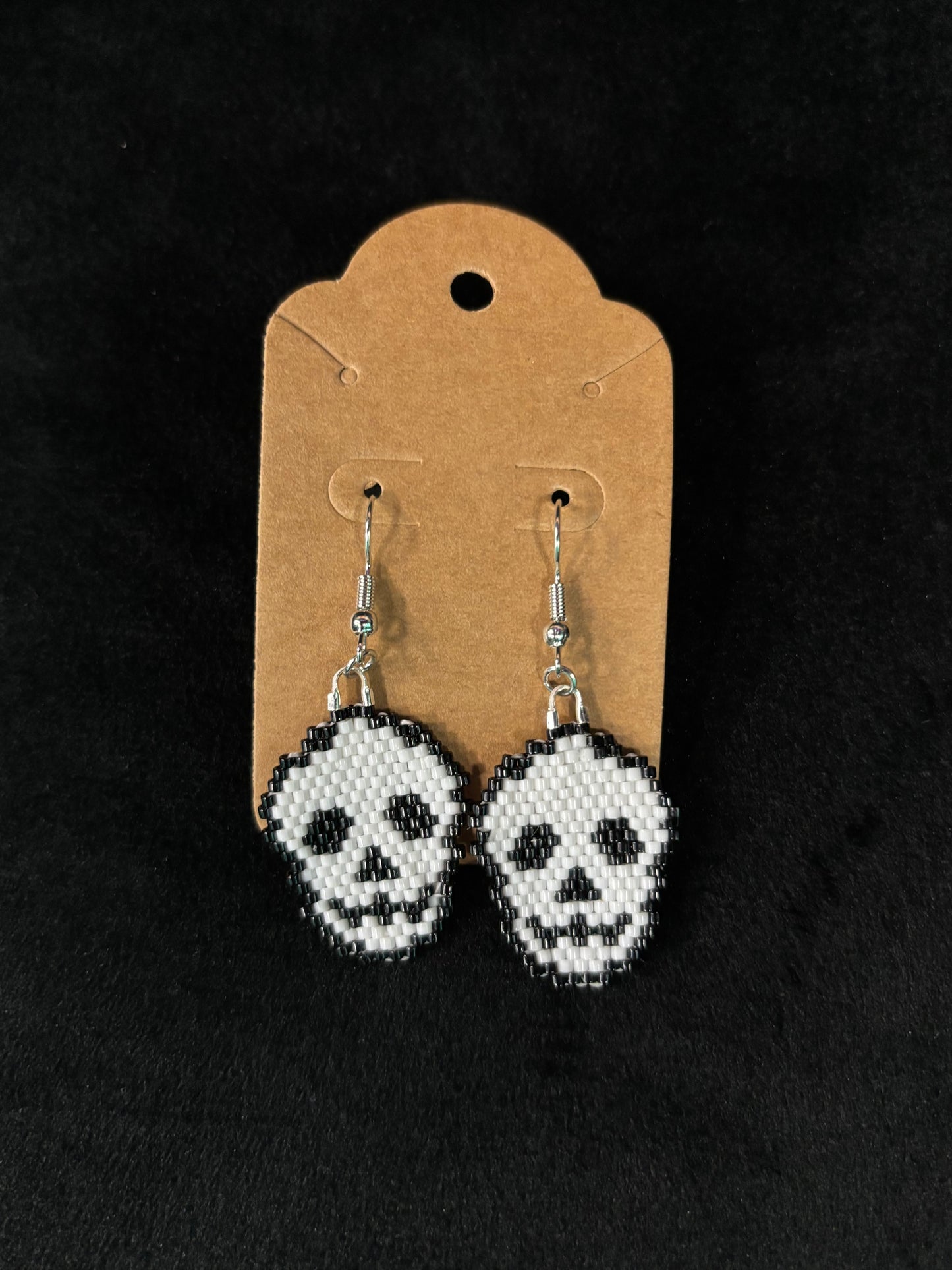 Small Beaded Skull - Earrings